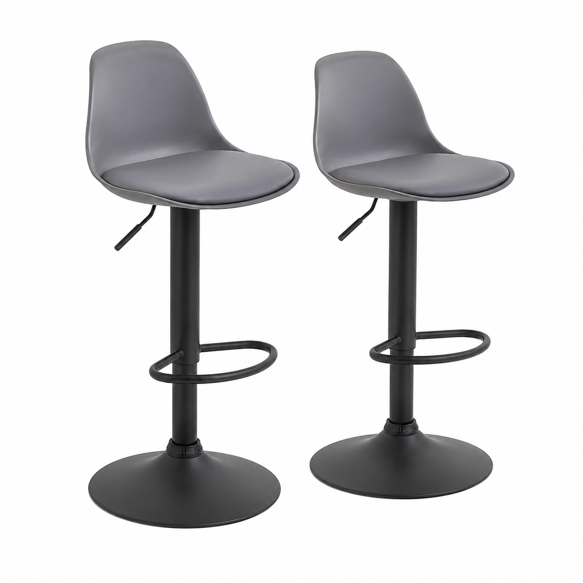 Tabourets de Bar Réglables en Similicuir Gris
