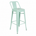 Tabouret de cuisine industriel avec dossier en acier vert menthe 76cm