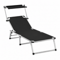 Chaise longue réglable en aluminium avec auvent