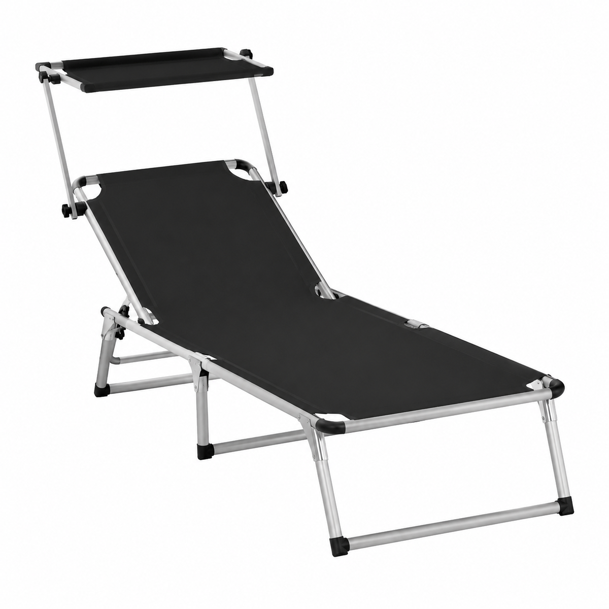 Chaise longue réglable en aluminium avec auvent