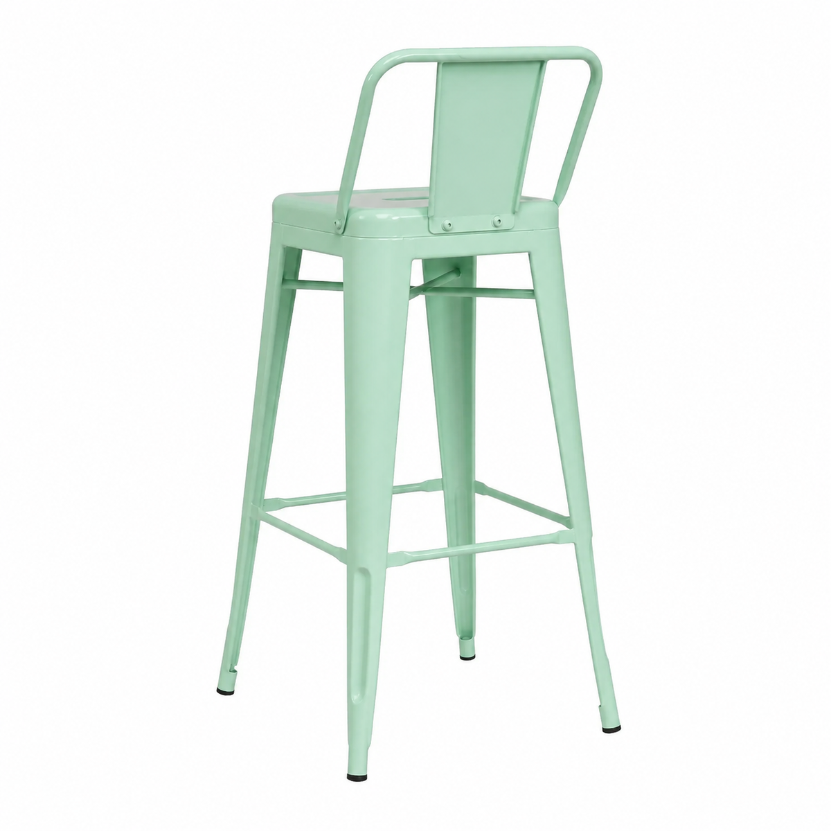 Tabouret de cuisine industriel avec dossier en acier vert menthe 76cm