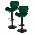 Tabourets de Bar Réglables en Hauteur en Velours, Lot de 2