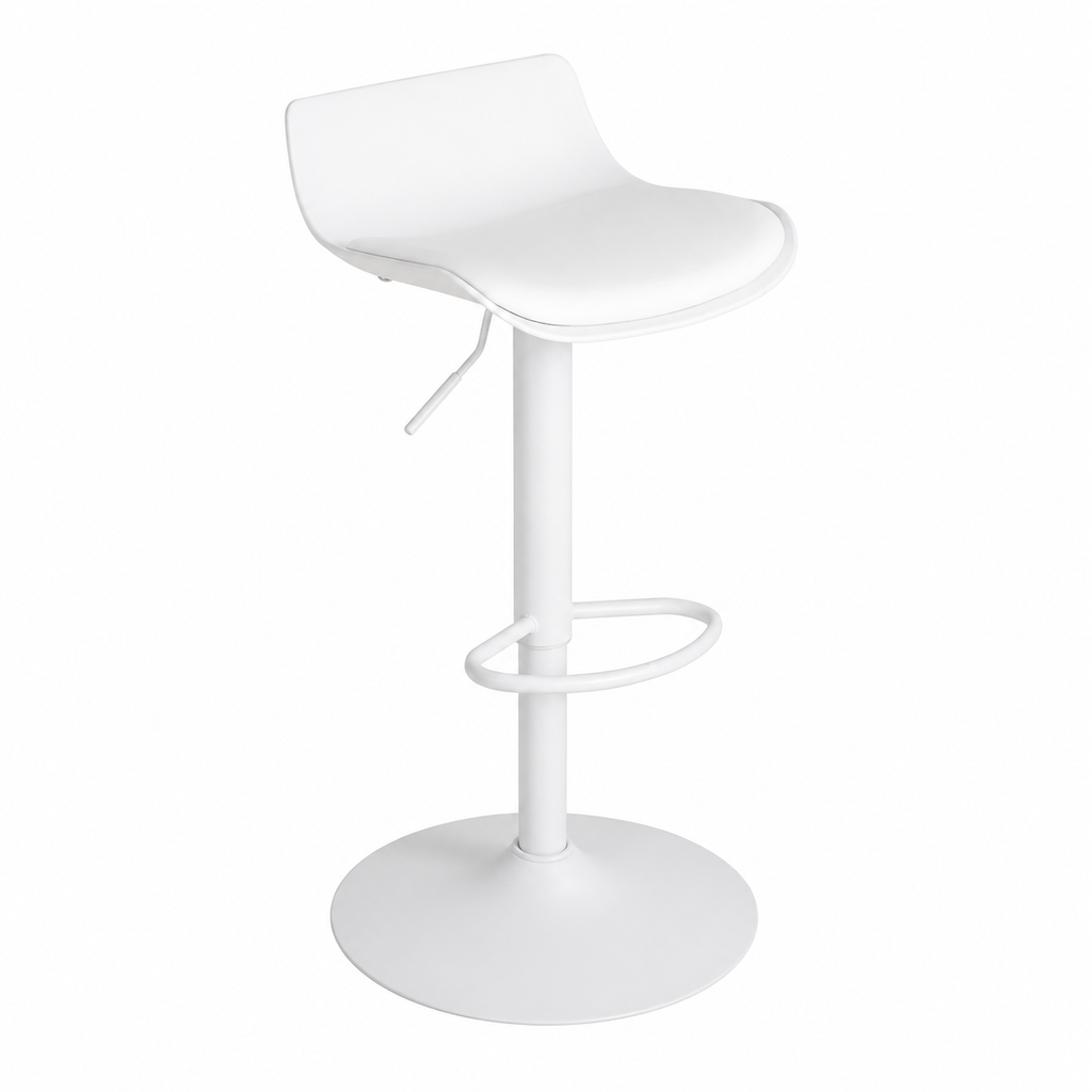Tabouret de Bar Moderne en Similicuir Blanc