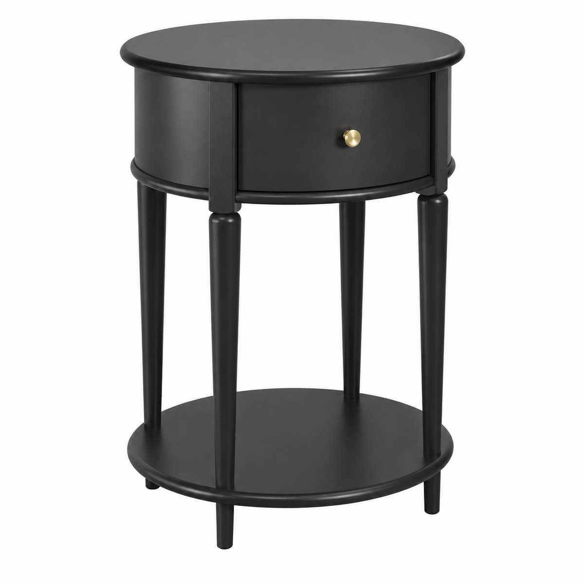 Table de chevet en bois noir avec tiroir