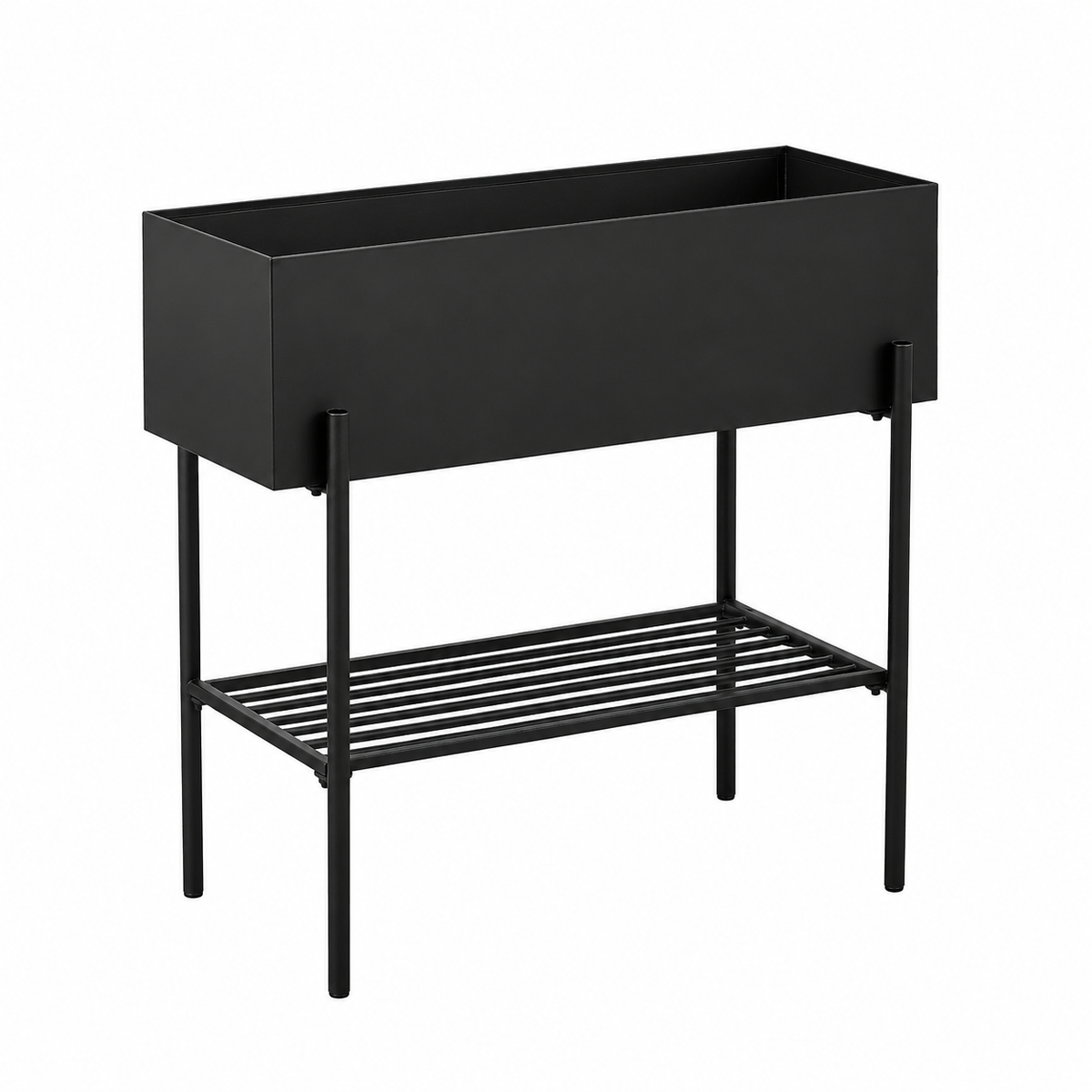 Cache-pot sur pied en métal noir moderne