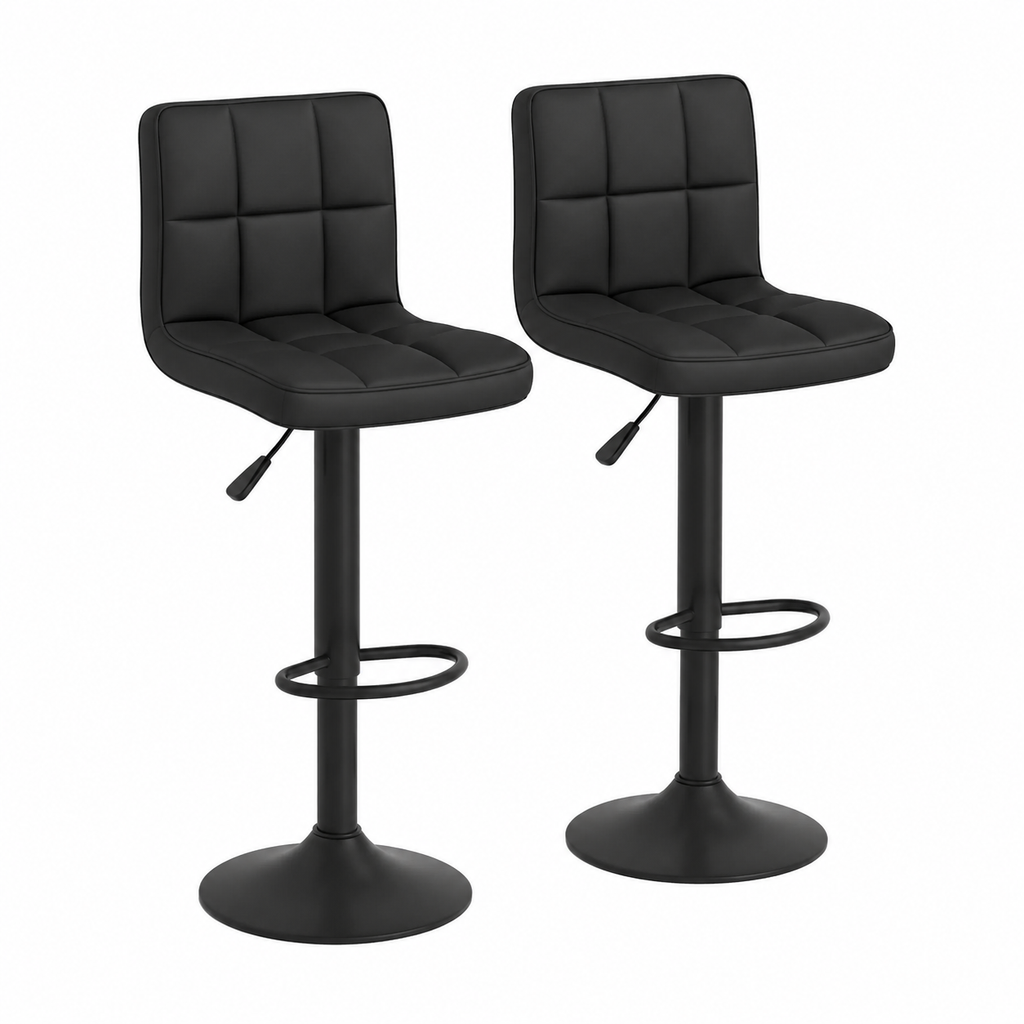 Ensemble de 2 tabourets de bar en tissu noir