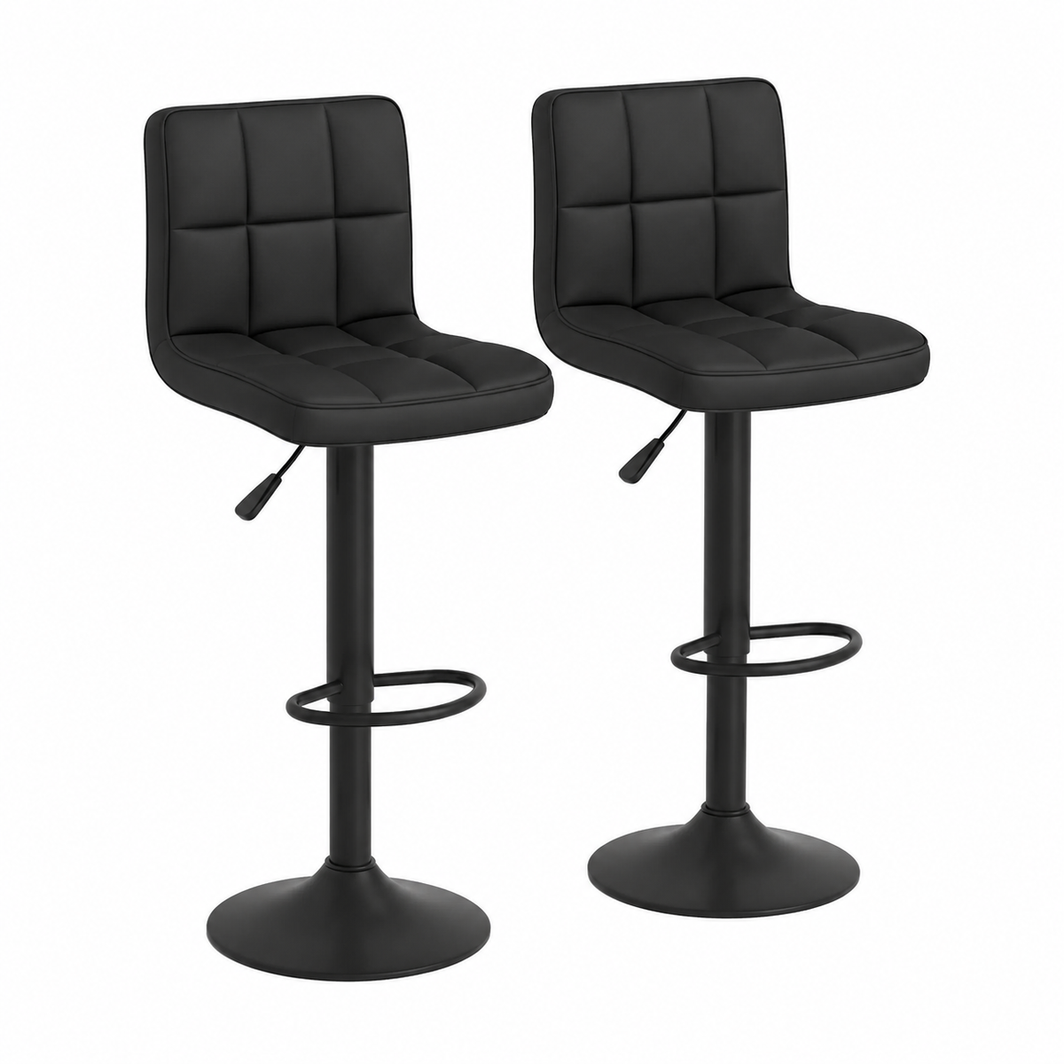 Ensemble de 2 tabourets de bar en tissu noir