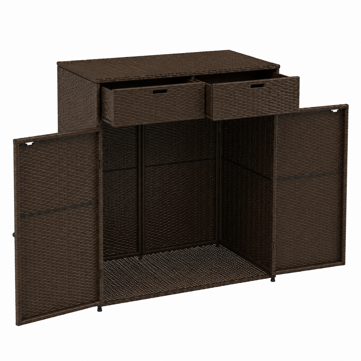 Armoire de jardin en résine tressée 105x55x113 cm