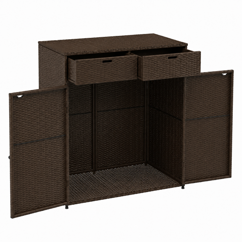 Armoire de jardin en résine tressée 105x55x113 cm