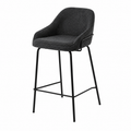 Tabouret en tissu moderne avec pieds métalliques noirs, hauteur 66 cm