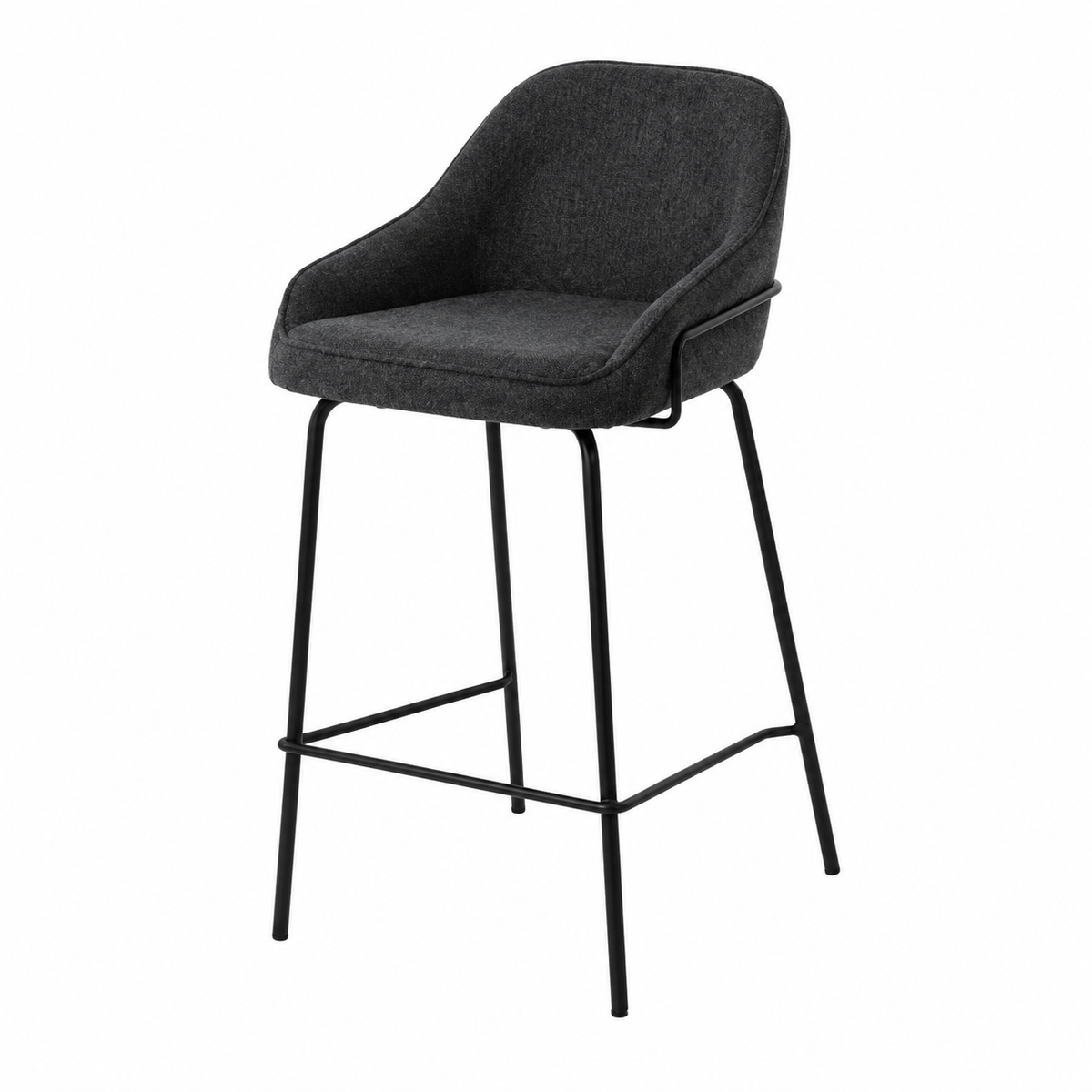 Tabouret en tissu moderne avec pieds métalliques noirs, hauteur 66 cm