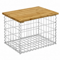 Banc de jardin en bois et gabion 63x44x42