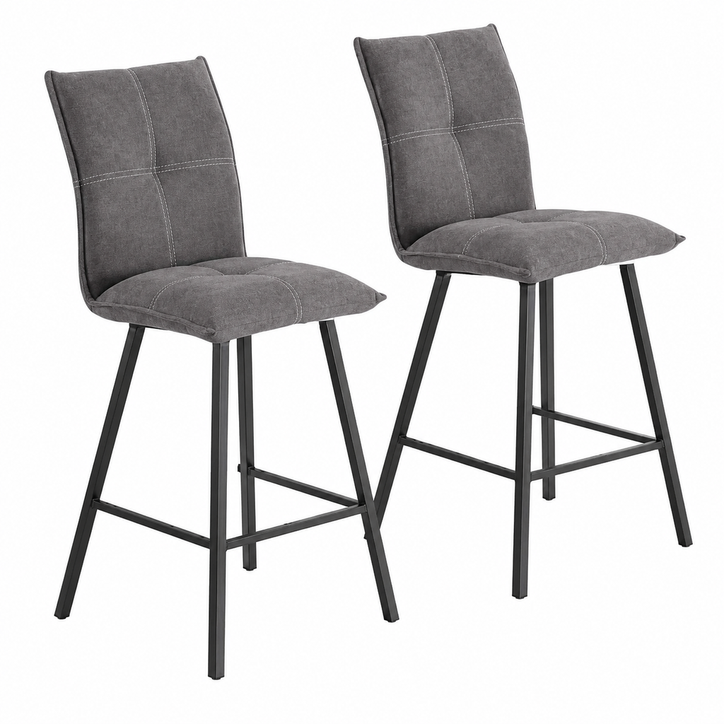 Lot de 2 tabourets de bar anthracite, hauteur 76 cm
