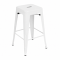 Ensemble de 4 chaises de bar industrielles en métal blanc
