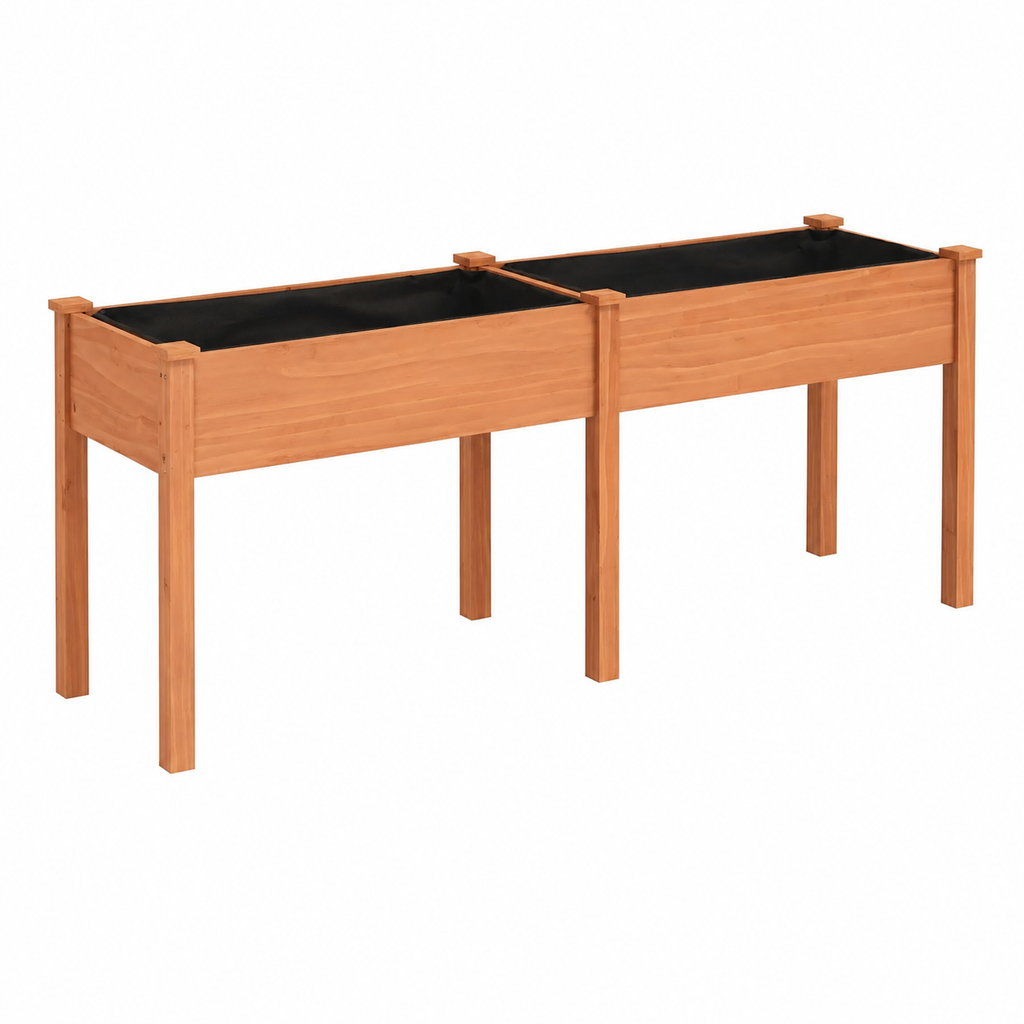 Bac à fleurs surélevé en bois marron 203 x 53 x 76 cm