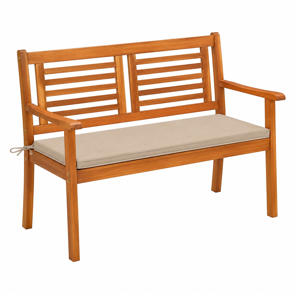 Banc de jardin en bois avec coussin 2 places
