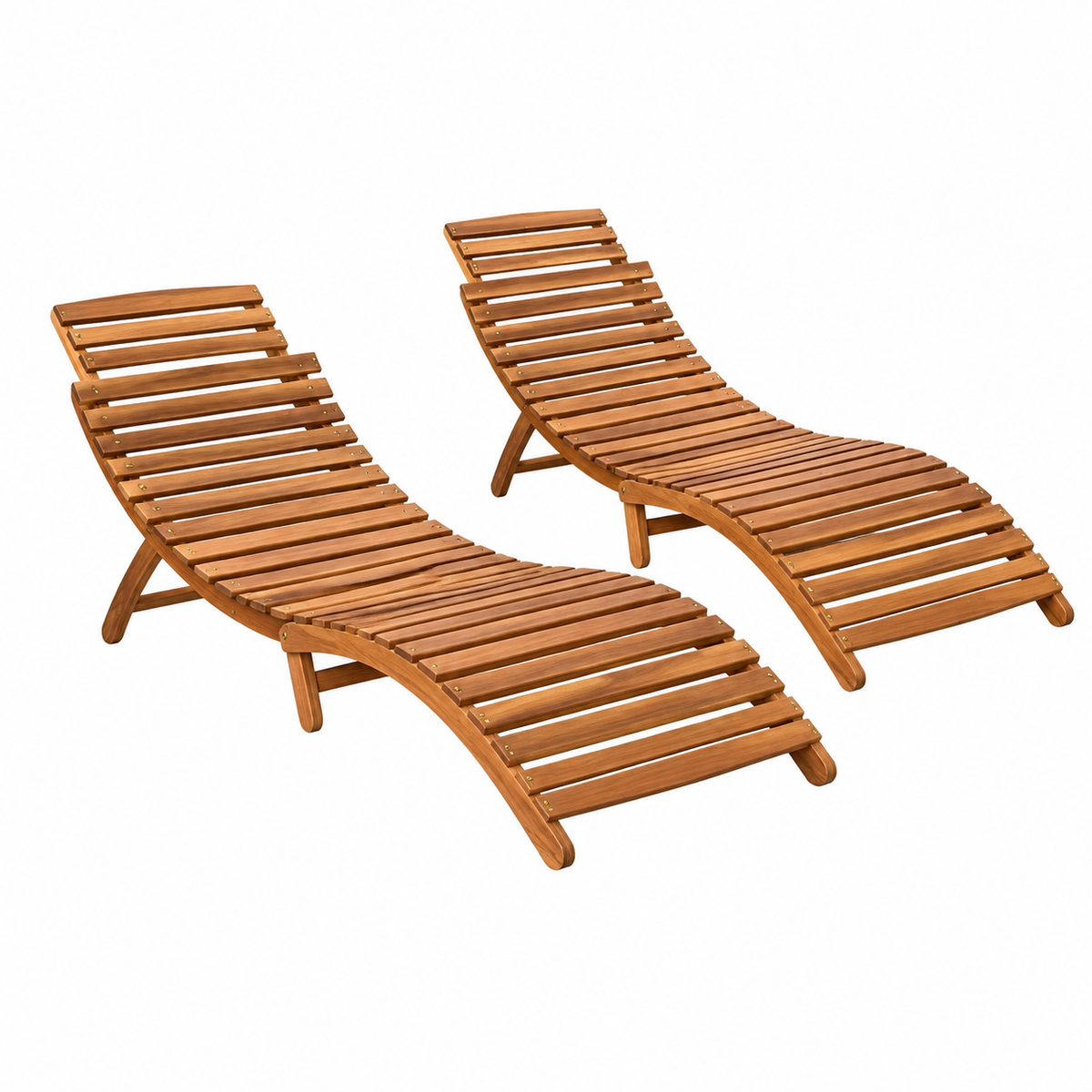 Ensemble de 2 chaises longues en bois d'acacia