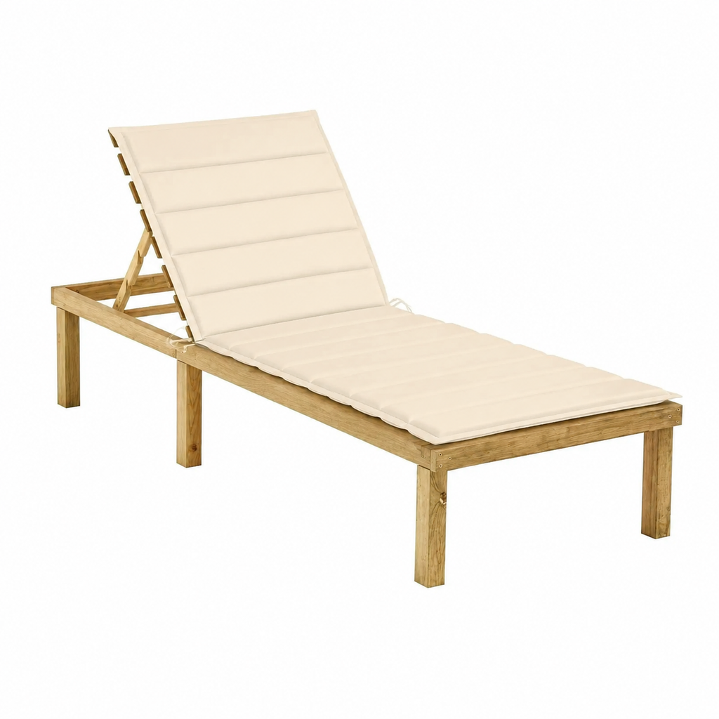 Chaise de jardin réglable avec coussin crème