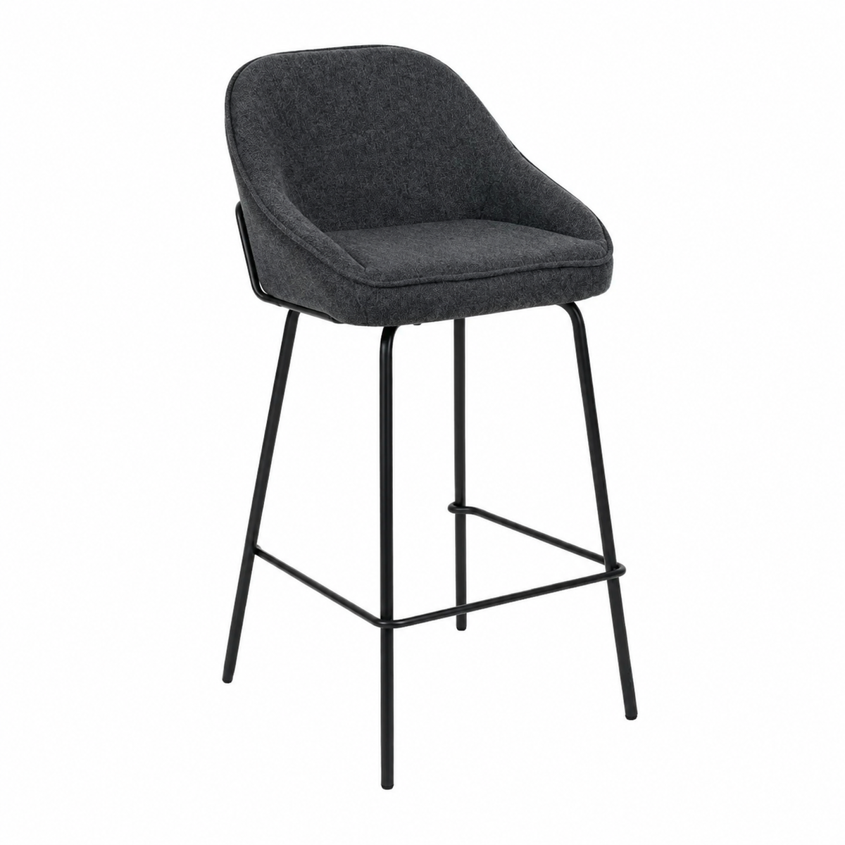 Tabouret en tissu moderne avec pieds métalliques noirs, hauteur 66 cm