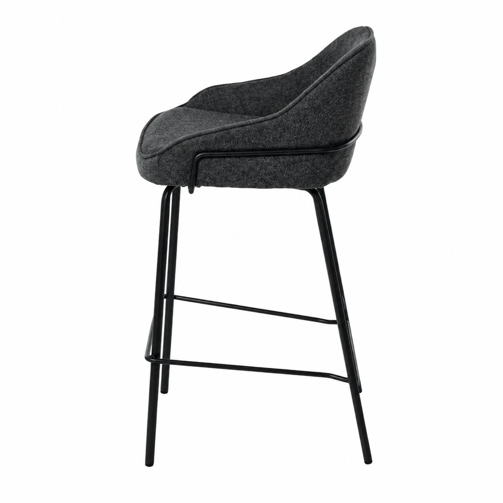 Tabouret en tissu moderne avec pieds métalliques noirs, hauteur 66 cm