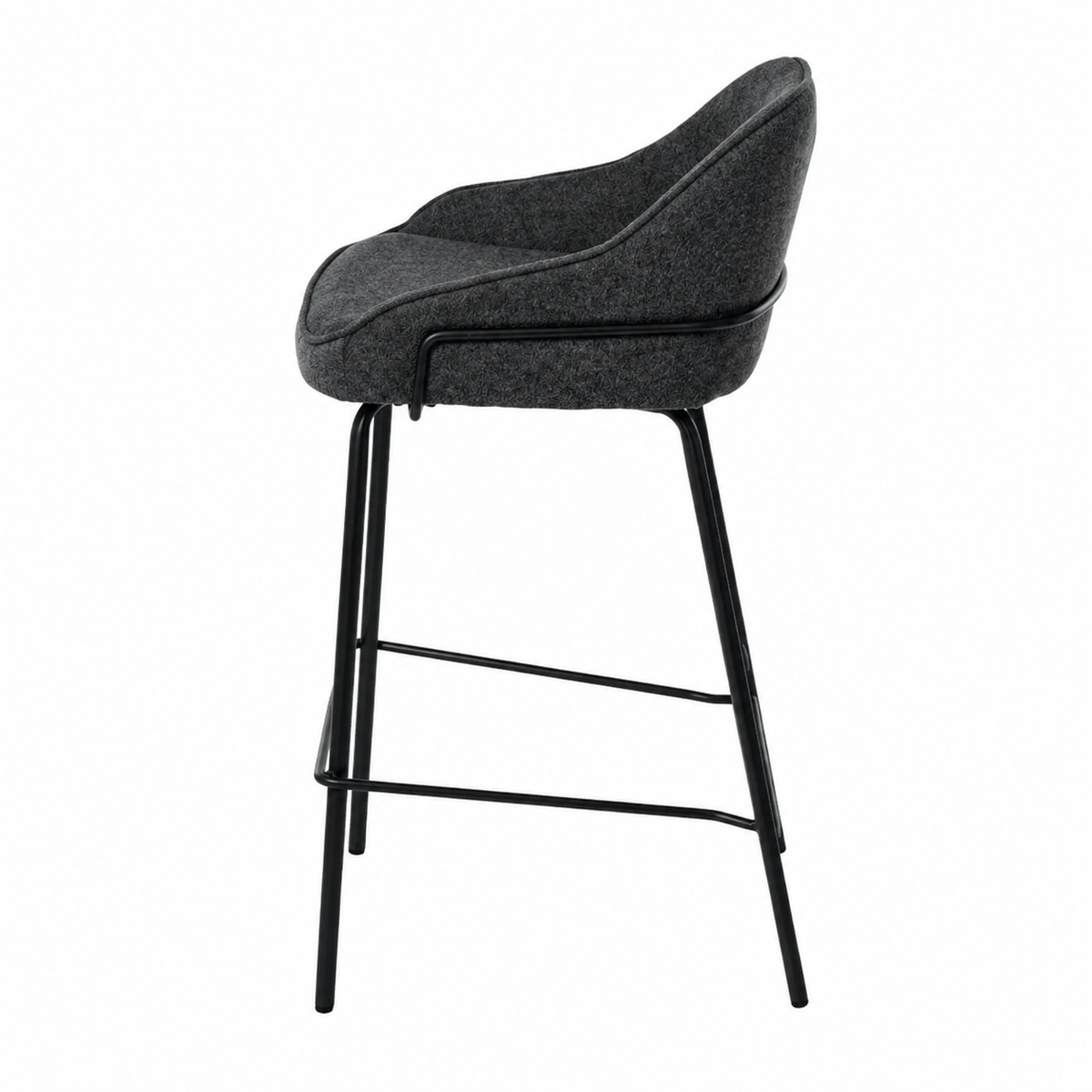 Tabouret en tissu moderne avec pieds métalliques noirs, hauteur 66 cm