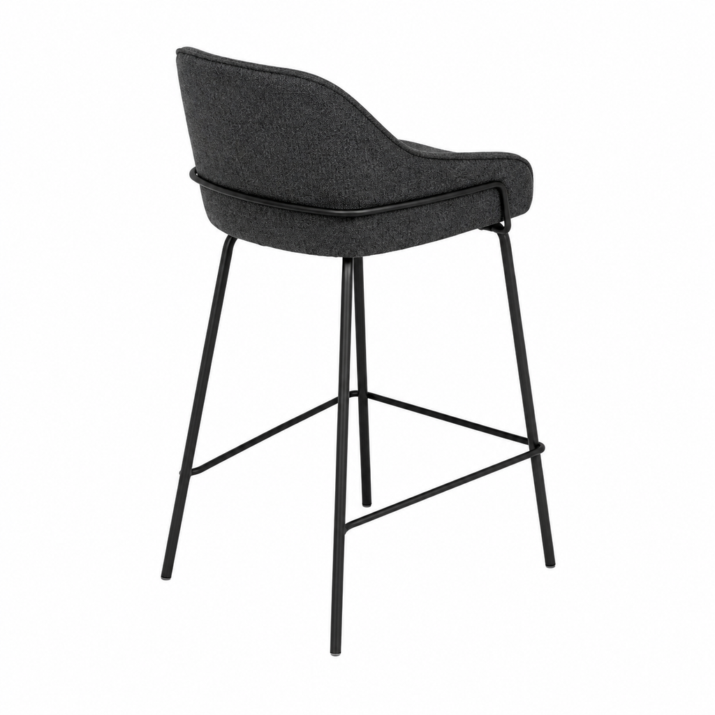 Tabouret en tissu moderne avec pieds métalliques noirs, hauteur 66 cm