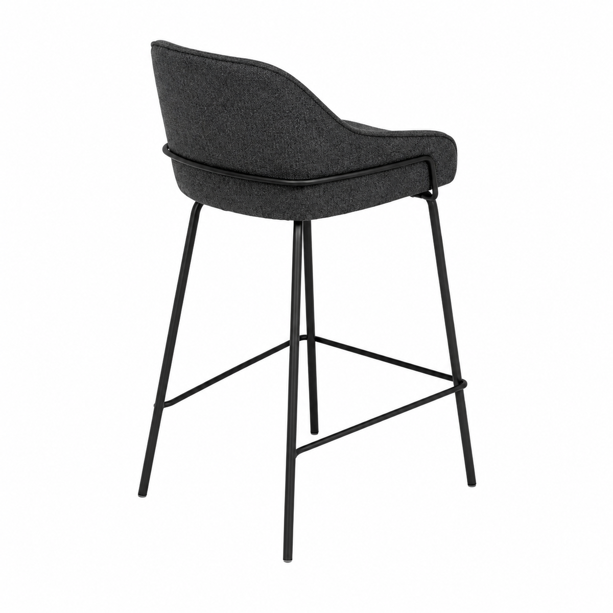 Tabouret en tissu moderne avec pieds métalliques noirs, hauteur 66 cm