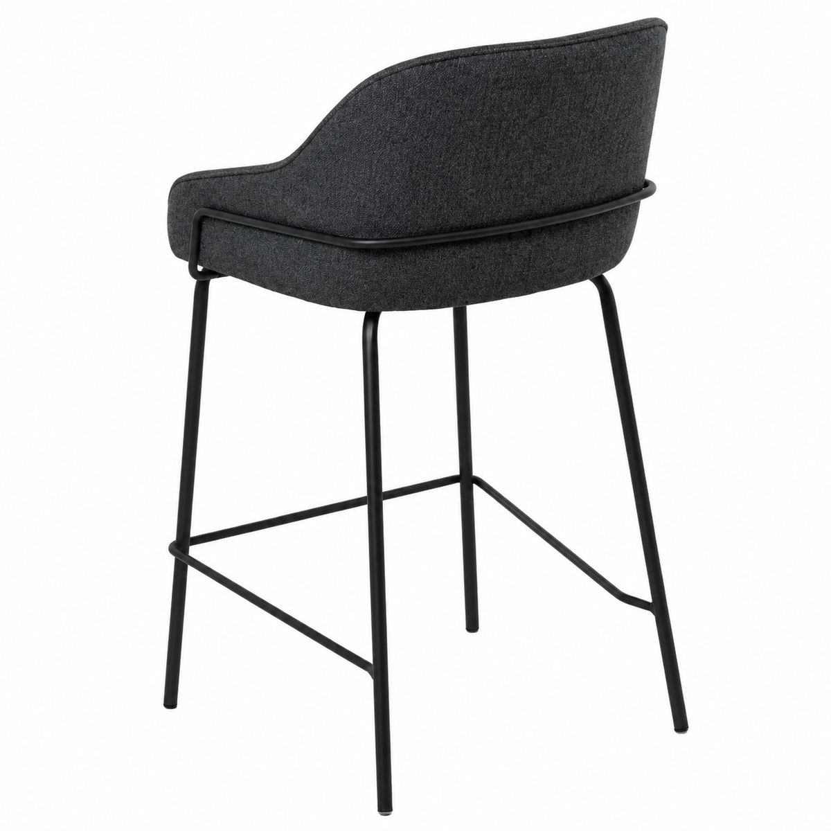 Tabouret en tissu moderne avec pieds métalliques noirs, hauteur 66 cm