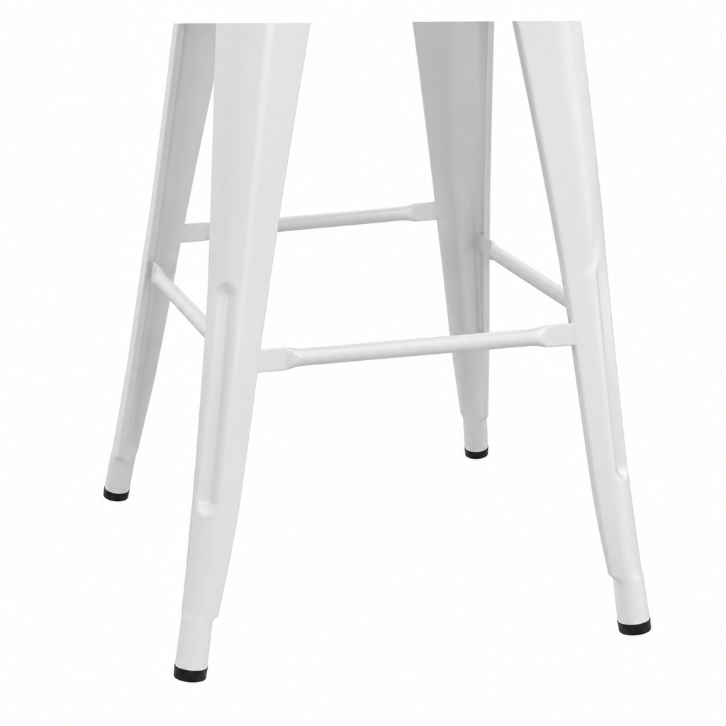 Ensemble de 4 chaises de bar industrielles en métal blanc