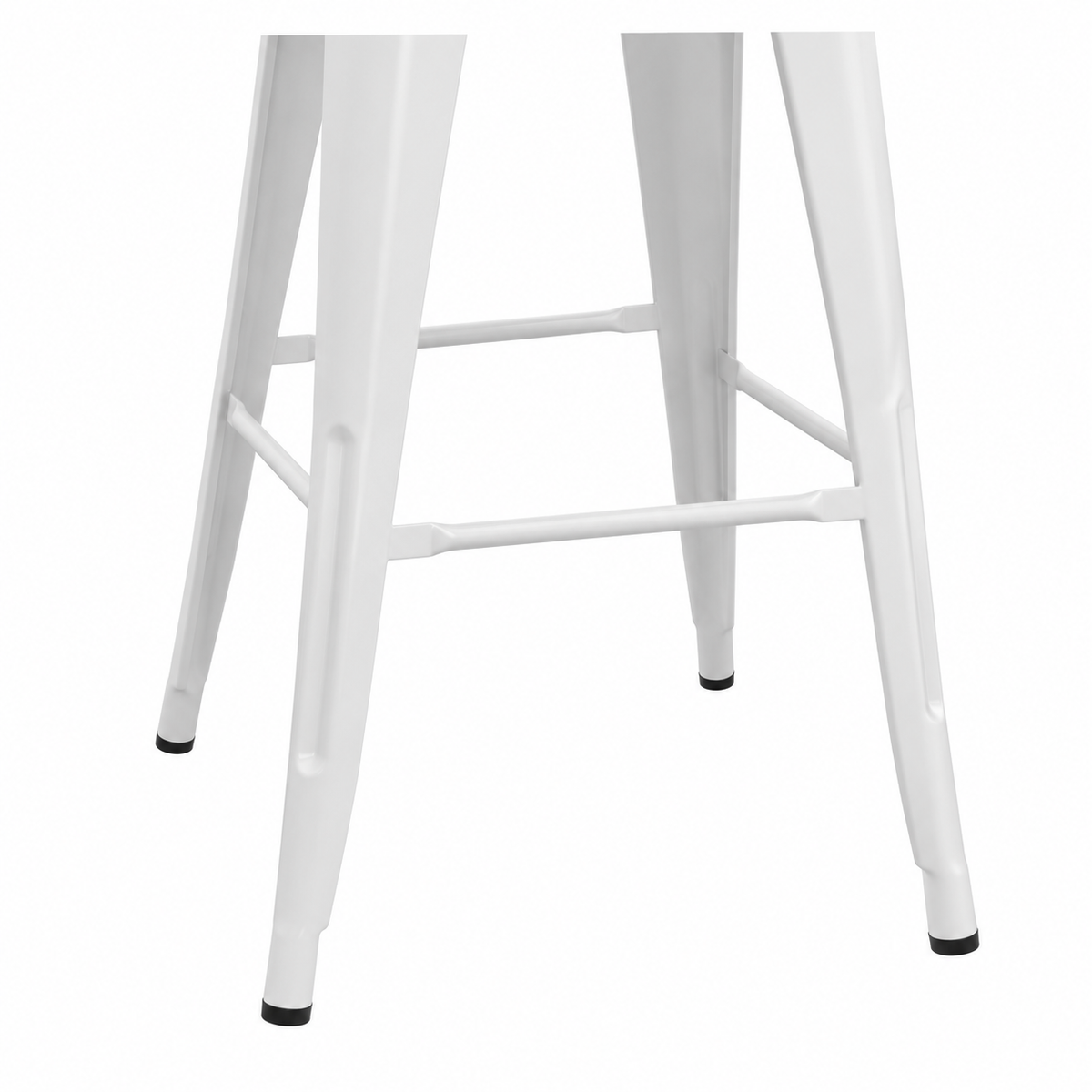 Ensemble de 4 chaises de bar industrielles en métal blanc